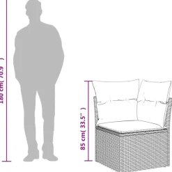 vidaXL Loungeset voor 7 met kussens en verstelbaar salontafel - Gris - 8 stuks