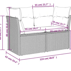 vidaXL Loungeset voor 7 met kussens en verstelbaar salontafel - Gris - 8 stuks
