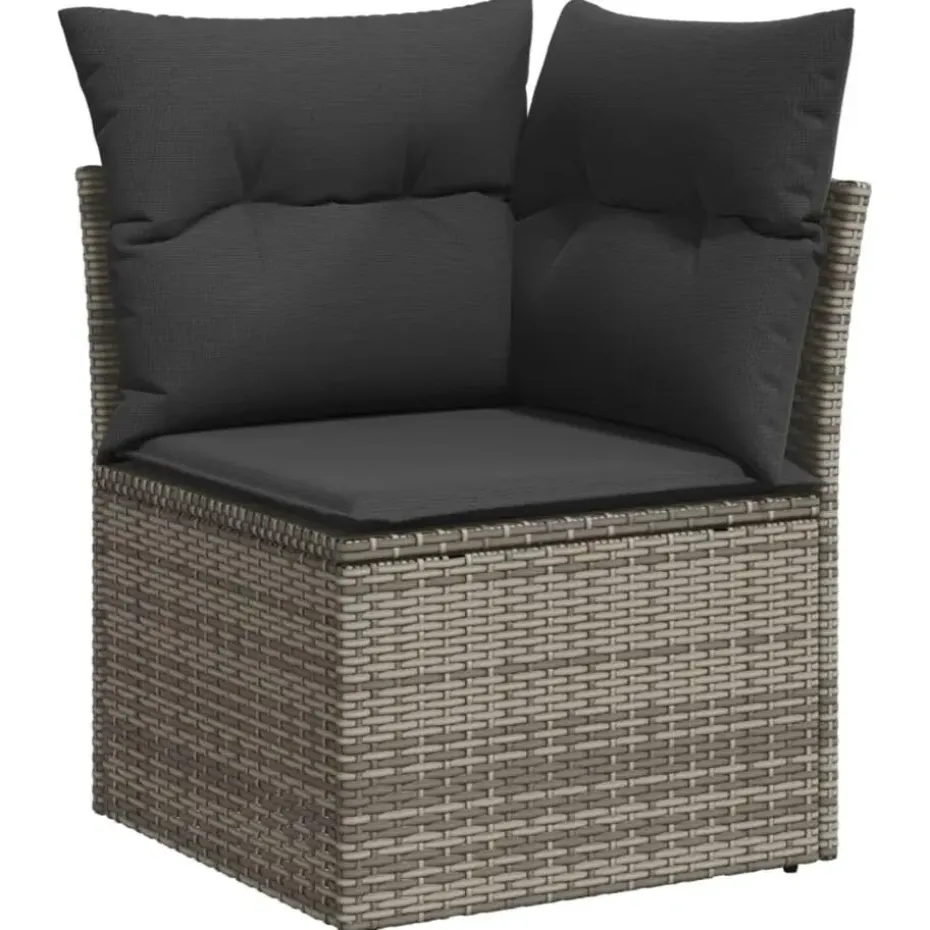 vidaXL Loungeset voor 7 met kussens en verstelbaar salontafel - Gris - 8 stuks