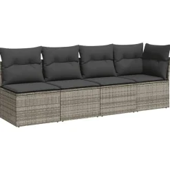 vidaXL Loungeset voor 7 met kussens en verstelbaar salontafel - Gris - 8 stuks