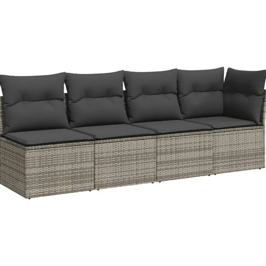 vidaXL Loungeset voor 7 met kussens en verstelbaar salontafel - Gris - 8 stuks