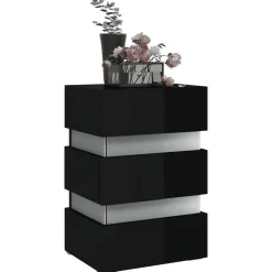 vidaXL Nachtkastje LED 45x35x67 cm bewerkt hout hoogglans zwart