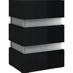 vidaXL Nachtkastje LED 45x35x67 cm bewerkt hout hoogglans zwart