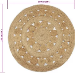 vidaXL Rond Tapijt – Beige Jute – Ø150 cm – Handgeweven Look