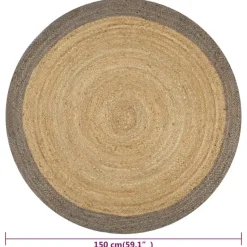 vidaXL Rond Tapijt – Grijs Jute – Ø150 cm – Duurzaam & Natuurlijk