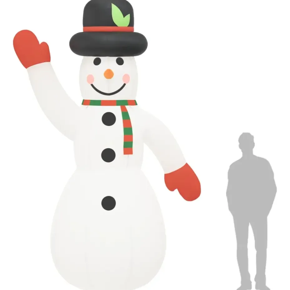 vidaXL Sneeuwpop opblaasbaar met LED's 370 cm