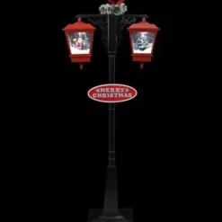 vidaXL Straatlantaarn met kerstman 81x40x188 cm PVC zwart en rood