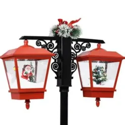 vidaXL Straatlantaarn met kerstman 81x40x188 cm PVC zwart en rood