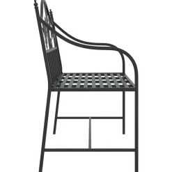 vidaXL Tuinbank met vogels en bloemen ontwerp -Zwart - Staal - 104x52.5x89 cm