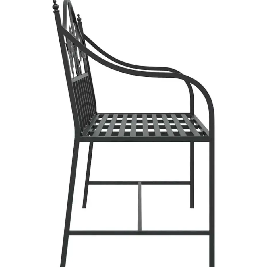 vidaXL Tuinbank met vogels en bloemen ontwerp -Zwart - Staal - 104x52.5x89 cm