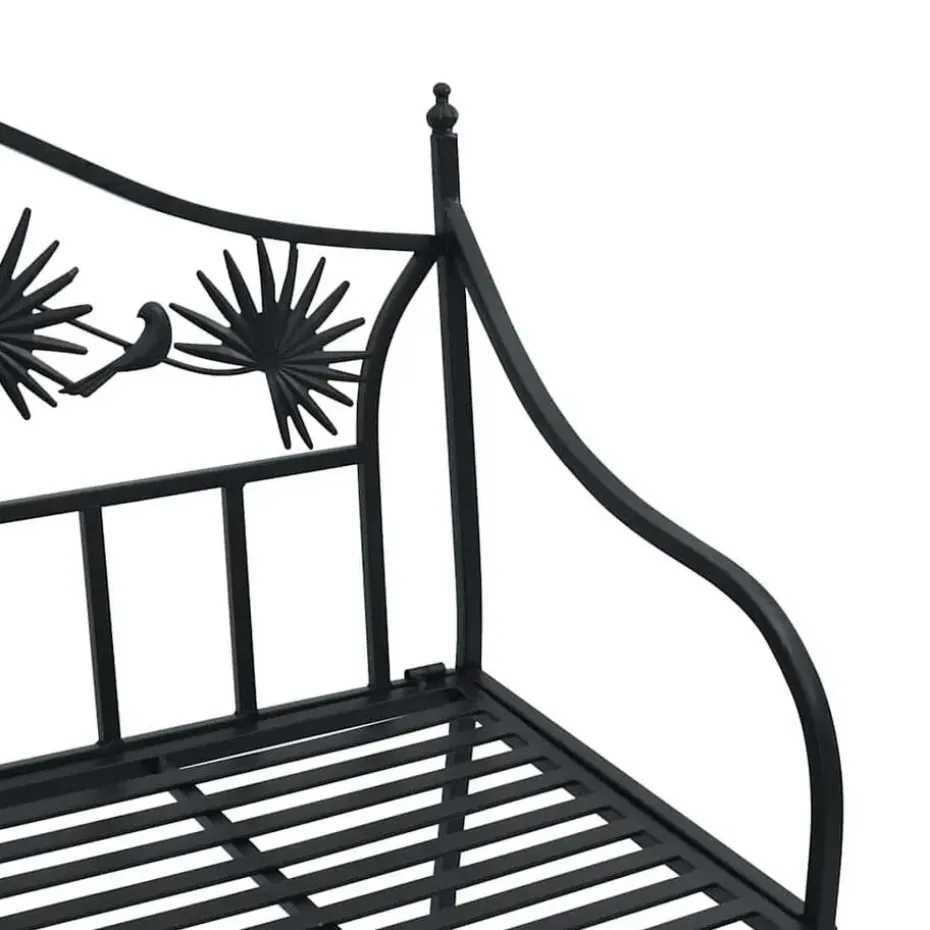 vidaXL Tuinbank met vogels en bloemen ontwerp -Zwart - Staal - 104x52.5x89 cm