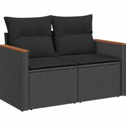 vidaXL Tuinbank 2-Zits – Zwart Polyrattan – 124x62x69 cm – Weerbestendig Design