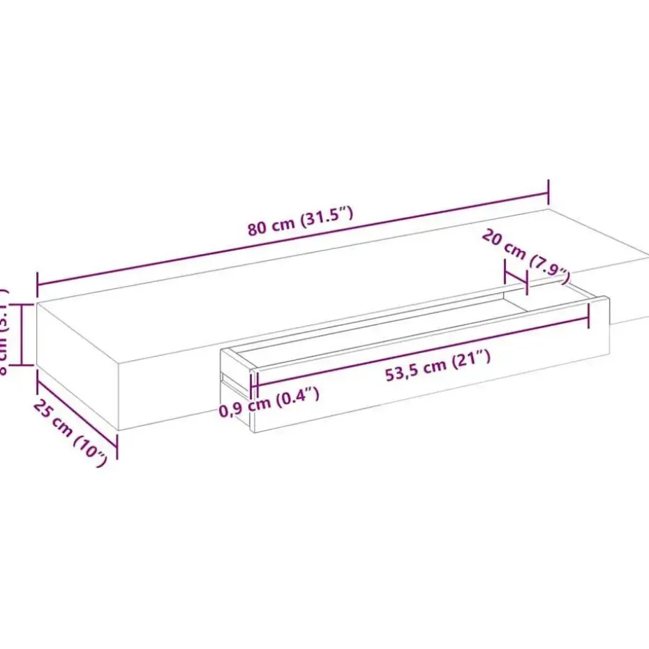 vidaXL Wandschap - met lade - zwevend - MDF - wit
