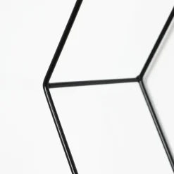 Vierdubbel zeshoekig metalen wandrek met 4 houten plankjes - 40,5x58 cm - Zwart