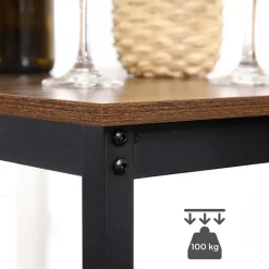 Vierkante ontbijtbartafel met zwaar stalen frame, 60x60x90cm