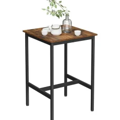 Vierkante ontbijtbartafel met zwaar stalen frame, 60x60x90cm