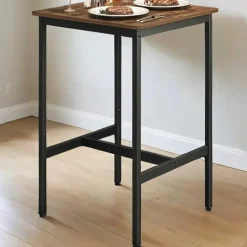 Vierkante ontbijtbartafel met zwaar stalen frame, 60x60x90cm