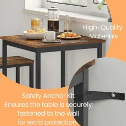 Vierkante ontbijtbartafel met zwaar stalen frame, 60x60x90cm