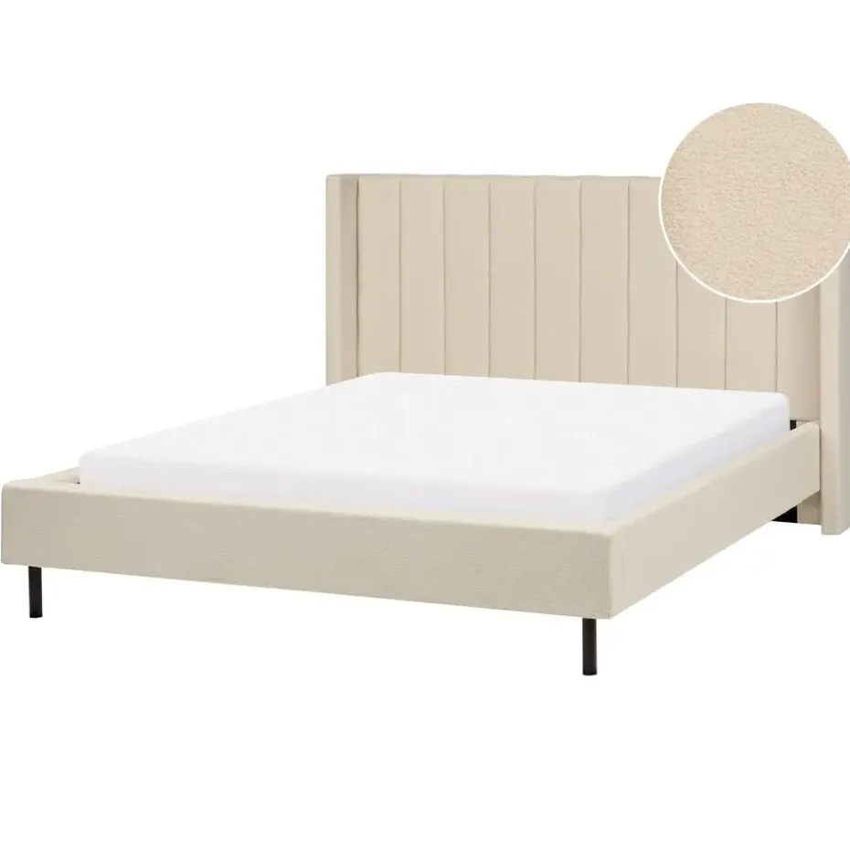 VILETTE - Tweepersoonsbed - Beige - 160 x 200 cm - Bouclé