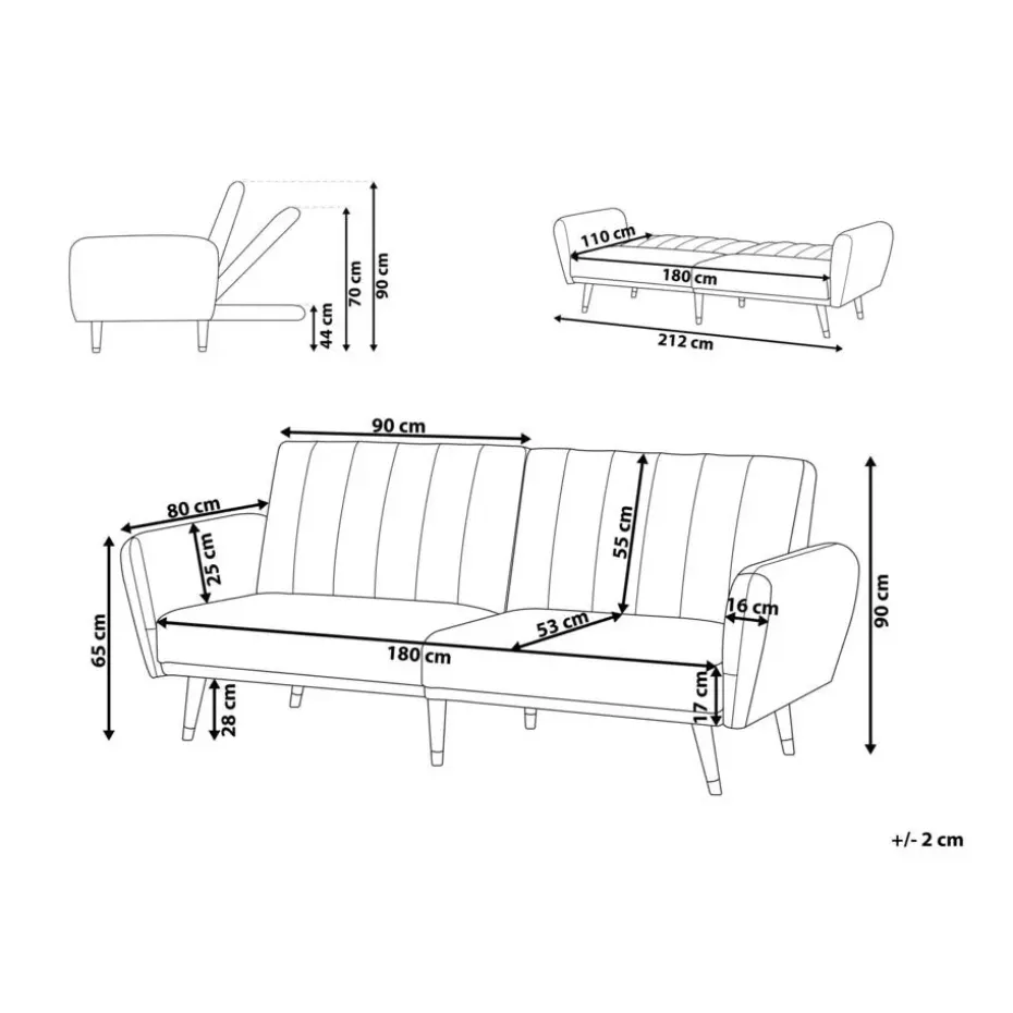 VIMMERBY - Slaapbank - Zwart - Polyester