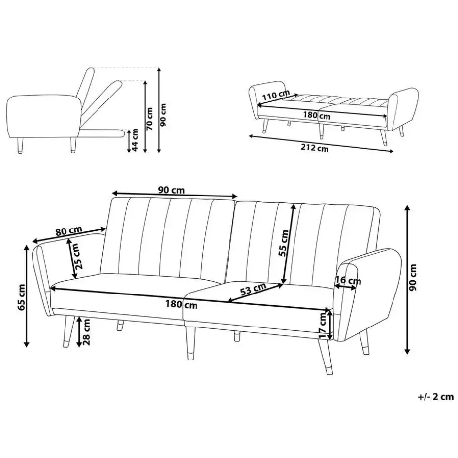VIMMERBY - Slaapbank - Zwart - Polyester