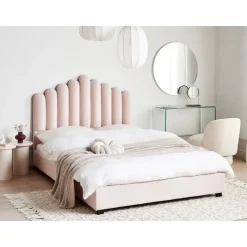 VINCENNES - Bed - Pastelroze - 140 x 200 cm - Fluweel
