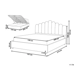 VINCENNES - Bed met opbergruimte - Wit - 140 x 200 cm - Fluweel