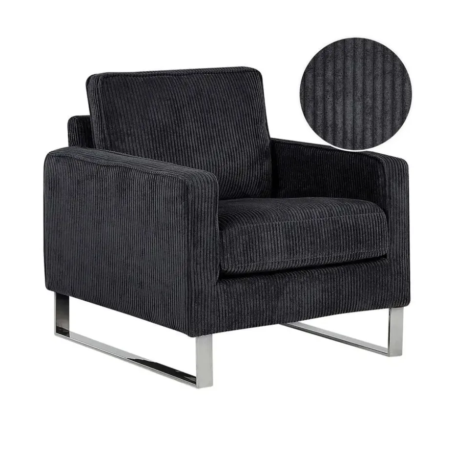 VIND - Fauteuil - Zwart - Corduroy