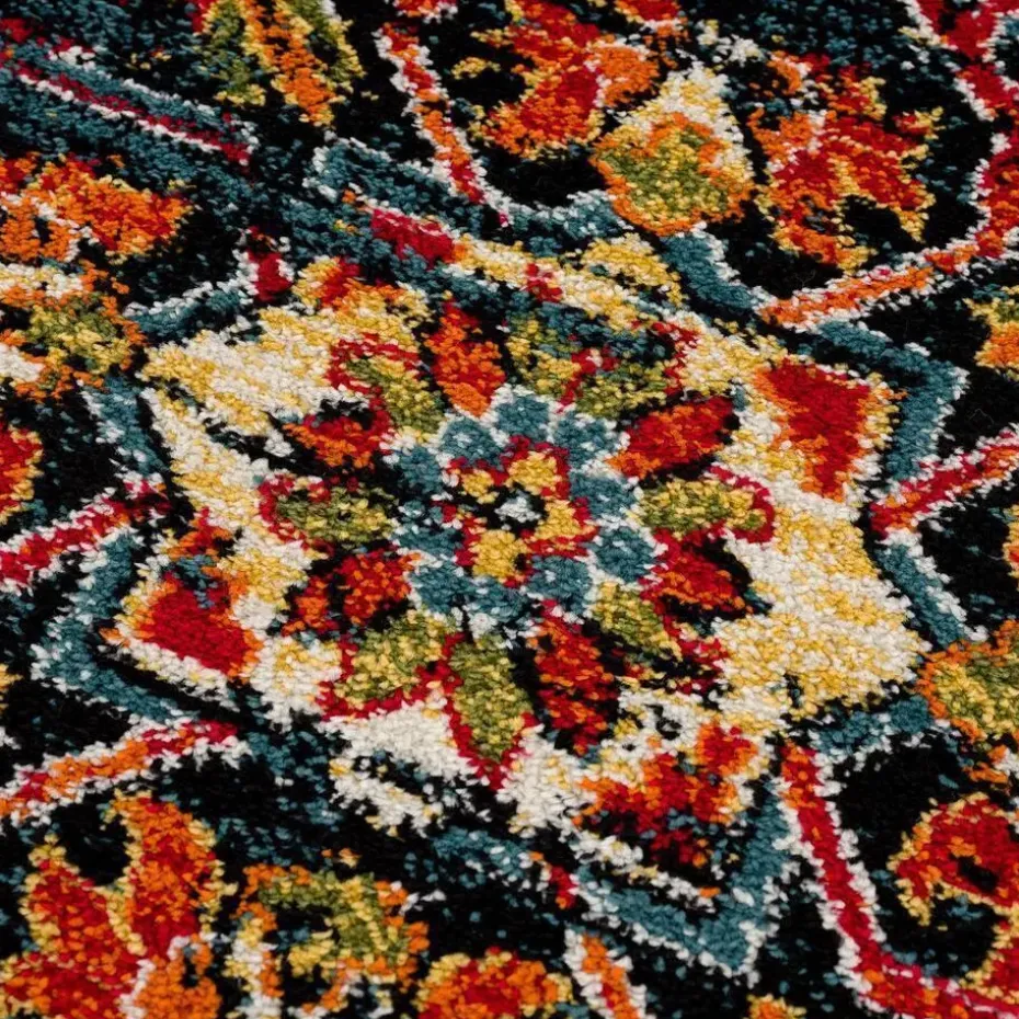 Vintage Marrakech Vloerkleed Zwart / Multi Laagpolig - 140x200 CM