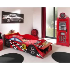 Vipack autobed Race - rood - 48x78x175 cm