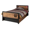 Vipack bed Alex met rolbed/opberglade en nachtkastje - bruin/zwart - 90x200 cm