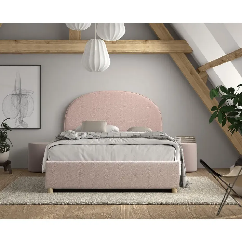 Vipack bed Moon met opbergruimte - roze - 140x200 cm