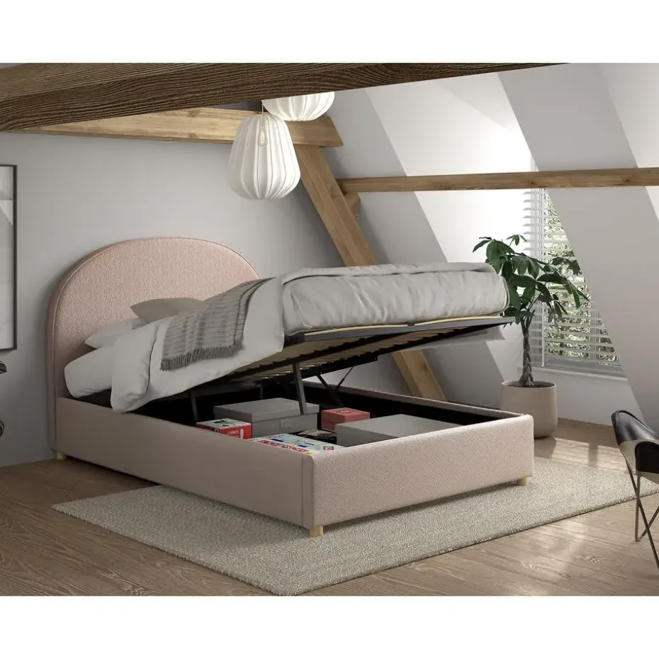 Vipack bed Moon met opbergruimte - roze - 140x200 cm