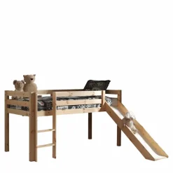 Vipack halfhoogslaper Pino met glijbaan - grenenhout - 90x200 cm
