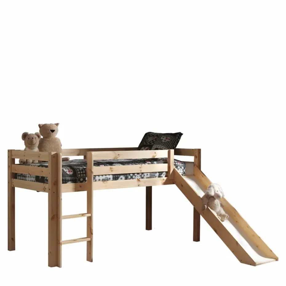 Vipack halfhoogslaper Pino met glijbaan - grenenhout - 90x200 cm