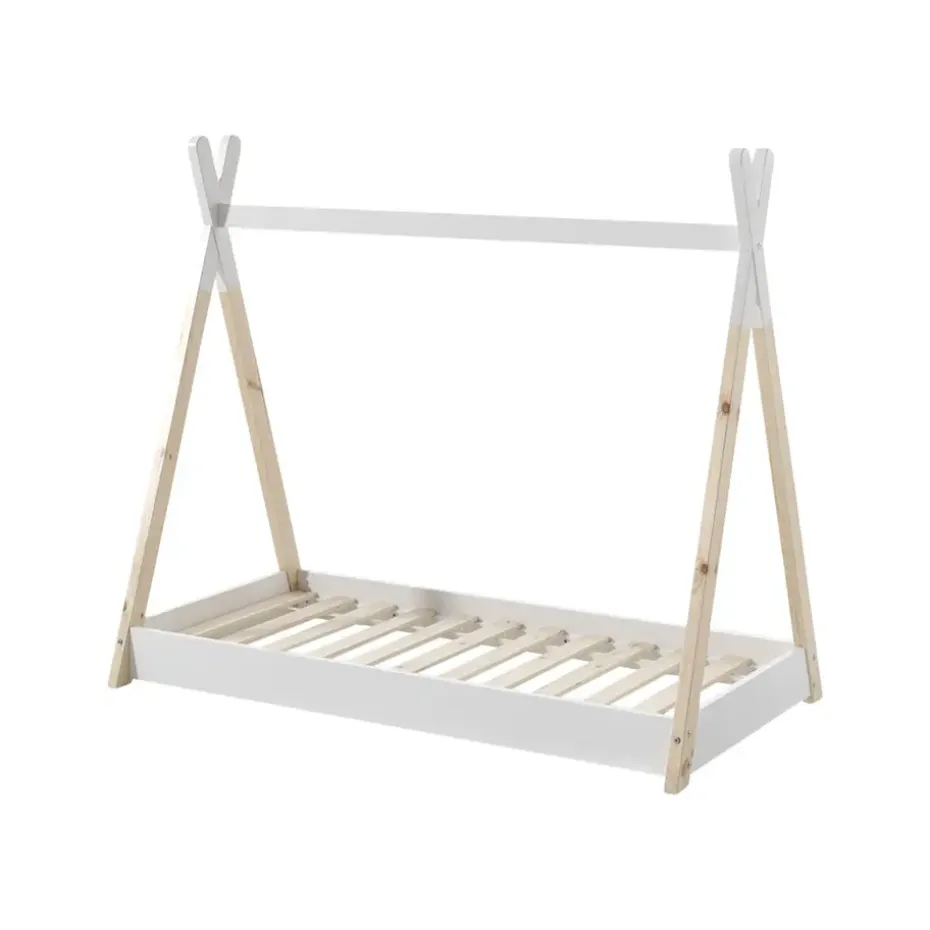 Vipack peuterbed tipi wit/hout - 70x140 cm