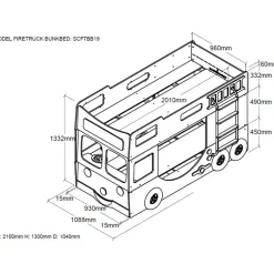Vipack stapelbed Brandweer - rood - 141x97x227 cm
