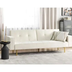 VISNES - Slaapbank 3-zits - Wit - Fluweel