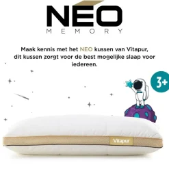 Vitapur Kinderkussen - Traagschuim vulling - 40x60 cm - 2 stuks