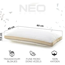 Vitapur Kinderkussen - Traagschuim vulling - 40x60 cm - 2 stuks