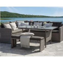 VITERBO - Loungeset voor 8 - Grijs - PE rotan