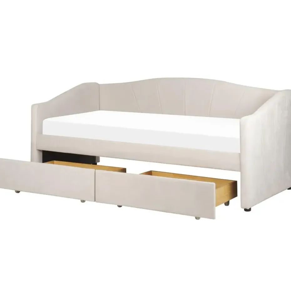 VITTEL - Bed met opberger - Beige - Polyester