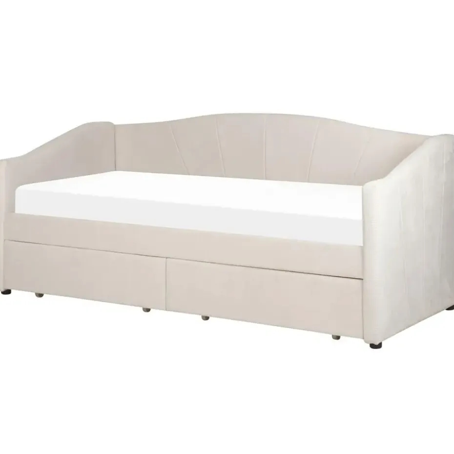 VITTEL - Bed met opberger - Beige - Polyester
