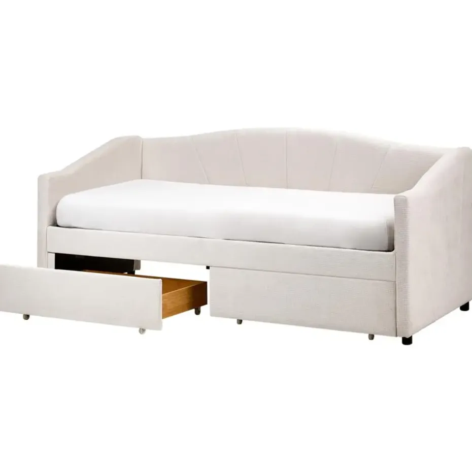 VITTEL - Bed met opberger - Beige - Polyester