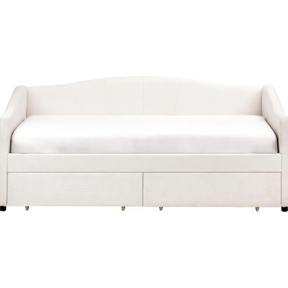 VITTEL - Bed met opberger - Beige - Polyester