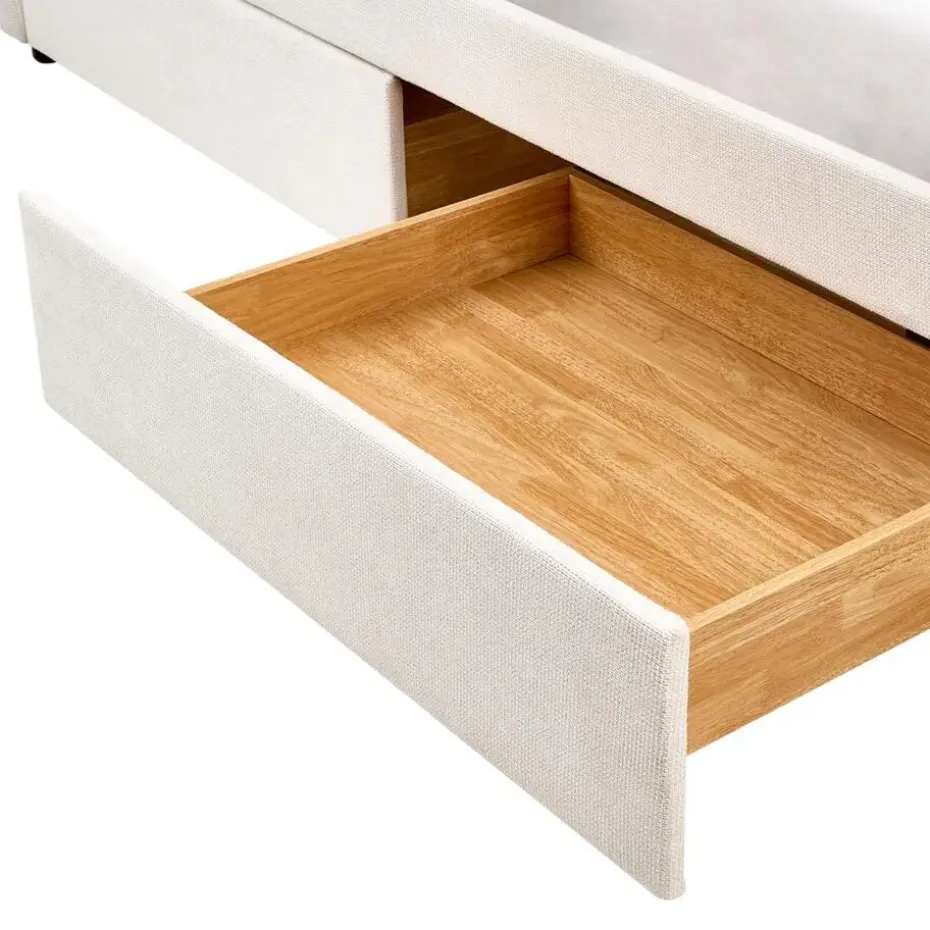 VITTEL - Bed met opberger - Beige - Polyester