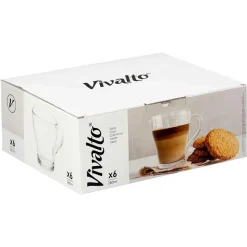 Vivalto Design Koffie/thee glazen - 6x stuks - glas - 280 ml