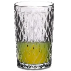 Vivalto Drinkglazen Diamonds - grijs glas - 6x - 370 ml