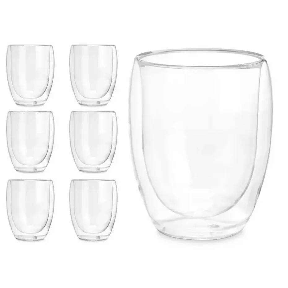 Vivalto dubbelwandige koffie/theeglazen - 6x - glas - 326 ml