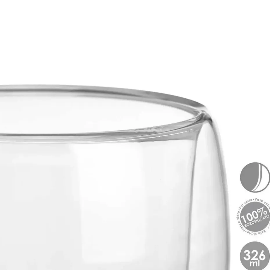 Vivalto dubbelwandige koffie/theeglazen - 6x - glas - 326 ml